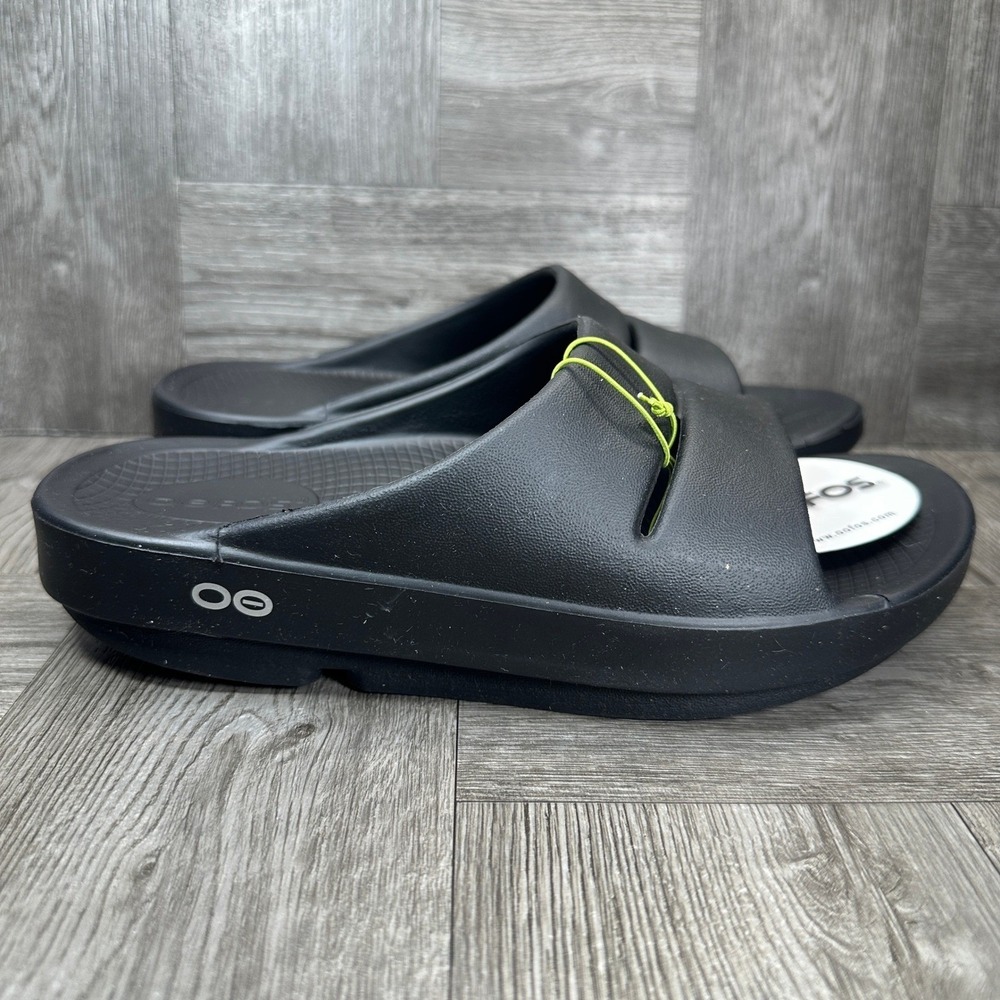 OOFOS OOahh Slide Sandals Womens 6 Black Recovery Comfort Foam Slip On NEW